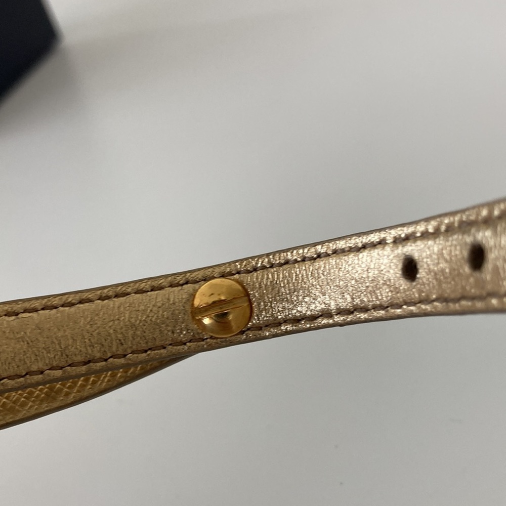 Prada Gold Saffiano Leather Bracelet with Red Heart Charm - Picture 5 of 7